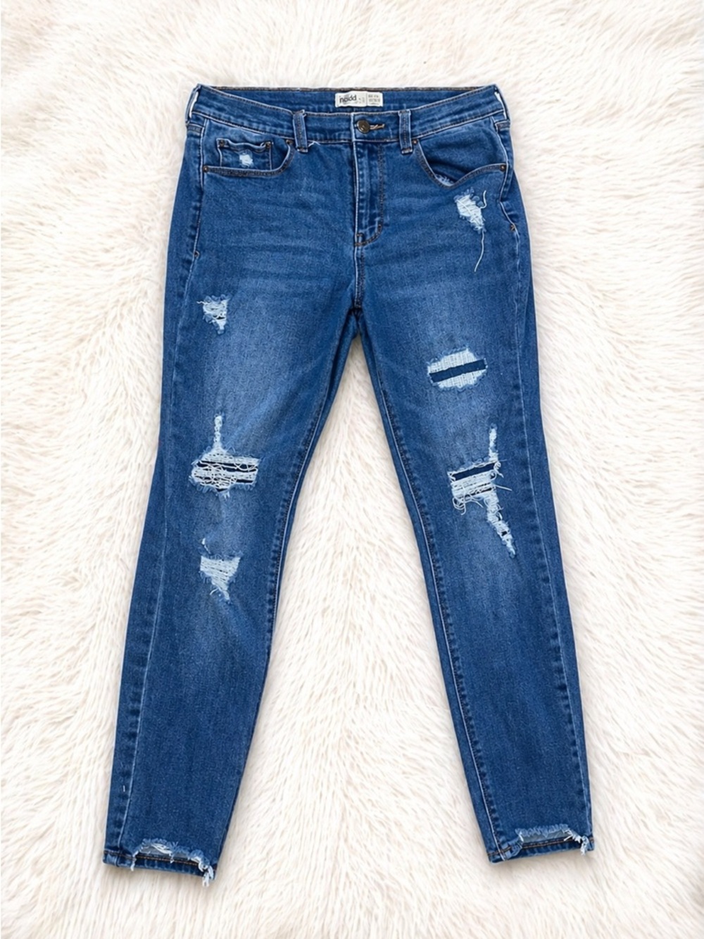 Mudd Mid Rise Vintage Skinny Jeans Size 13 Distressed Stretch Denim